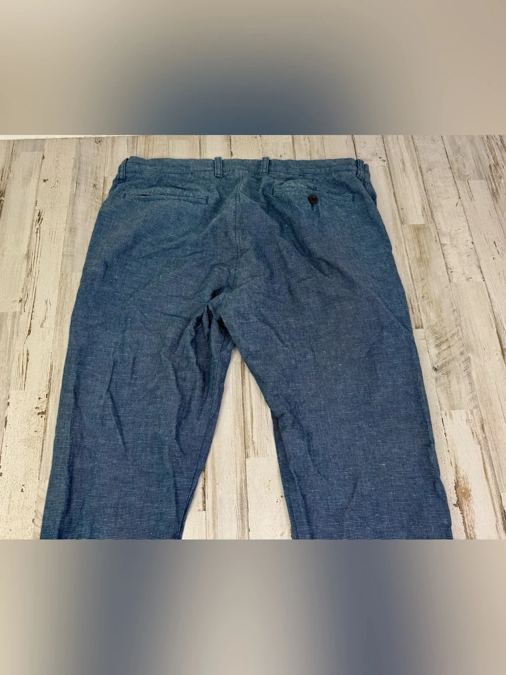 J Crew 484 Pants Mens Size 35x34 Baird McNutt Irish Linen Blend Blue Chino